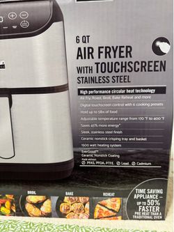 Bella 6QT Air Fryer with Touchscreen stainless steel
