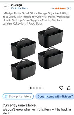 8 Black Office Supply Organizers/Caddies