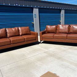 Brand New. (Set of 2) Faux Leather Modern Sofas. Lifestyle Solutions. $799