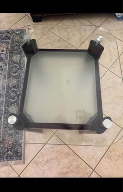 Glass and wood side coffee table