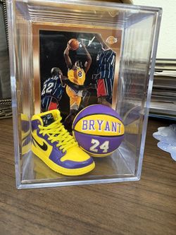 Kobe Bryant Shadow Box With Bryant Ball And Nike Shoe.