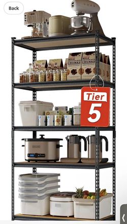 5-Tier Storage Rack Metal Shelving, Shelves Unit, Adjustable, Heavy Duty, Garage & Warehouse Storage