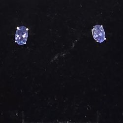 TANZANITE STUDS OVAL 6.4MM 18K/925SS BEAUTIFUL COLOR 