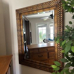 Antique Carved Wood Mirror