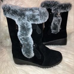 Faux fur anti slip snow boots