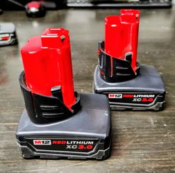 Milwaukee M12 Batteries.  2-Pack.  XC 3.0 mAh