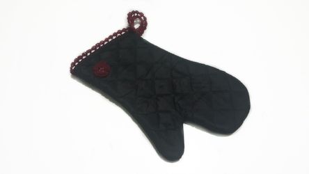 Black Spring Flower Oven Potholder Mitt-Hanging