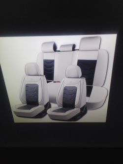 New Seat cover set universal fit for most vehicles adjustable rear seat width 5-seat set light gray and black