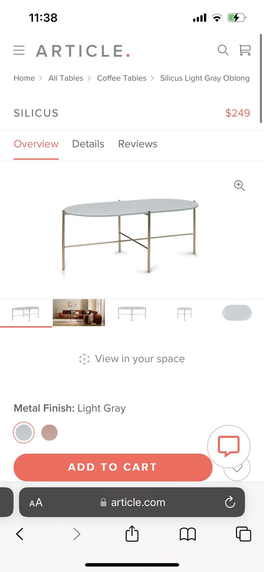 Article, Silicus Beautiful coffee table light Grey And gold