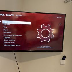 43 Inch TCL Roku TV With Wall Mount