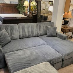 Grey Sectional Sleeper Fabric New