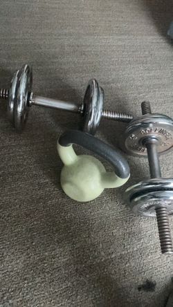 Vintage Bollinger Chrome Dumbbell Set & Kettlebell - Retro Gym Weights