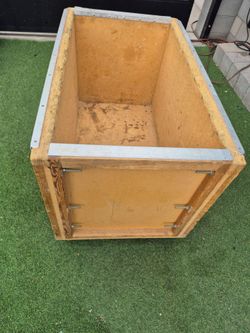 Homemade solid Wood// trash or storage container with wheels// very solid and sturdy