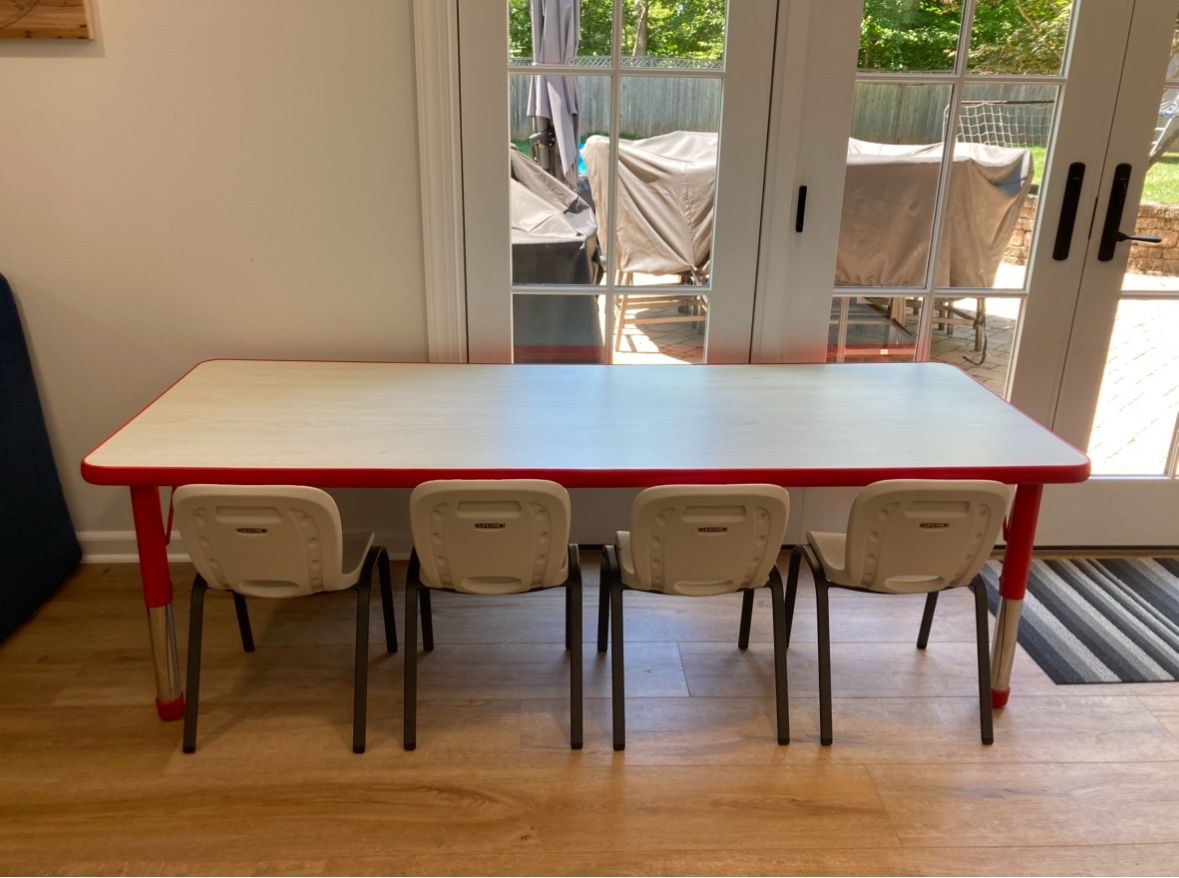 Lakeshore Learning Adjustable Table And Lifetime Kids Chairs
