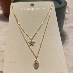 Sterling Silver Evil Eye With Star Neclace