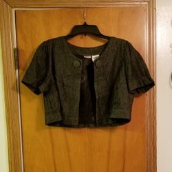 NWOT Black With Silver Sparkle Crop Denim Jacket Size Juniors Large 