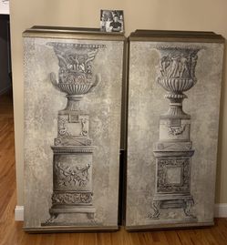 Pair Of Original Garden Urn Paintings