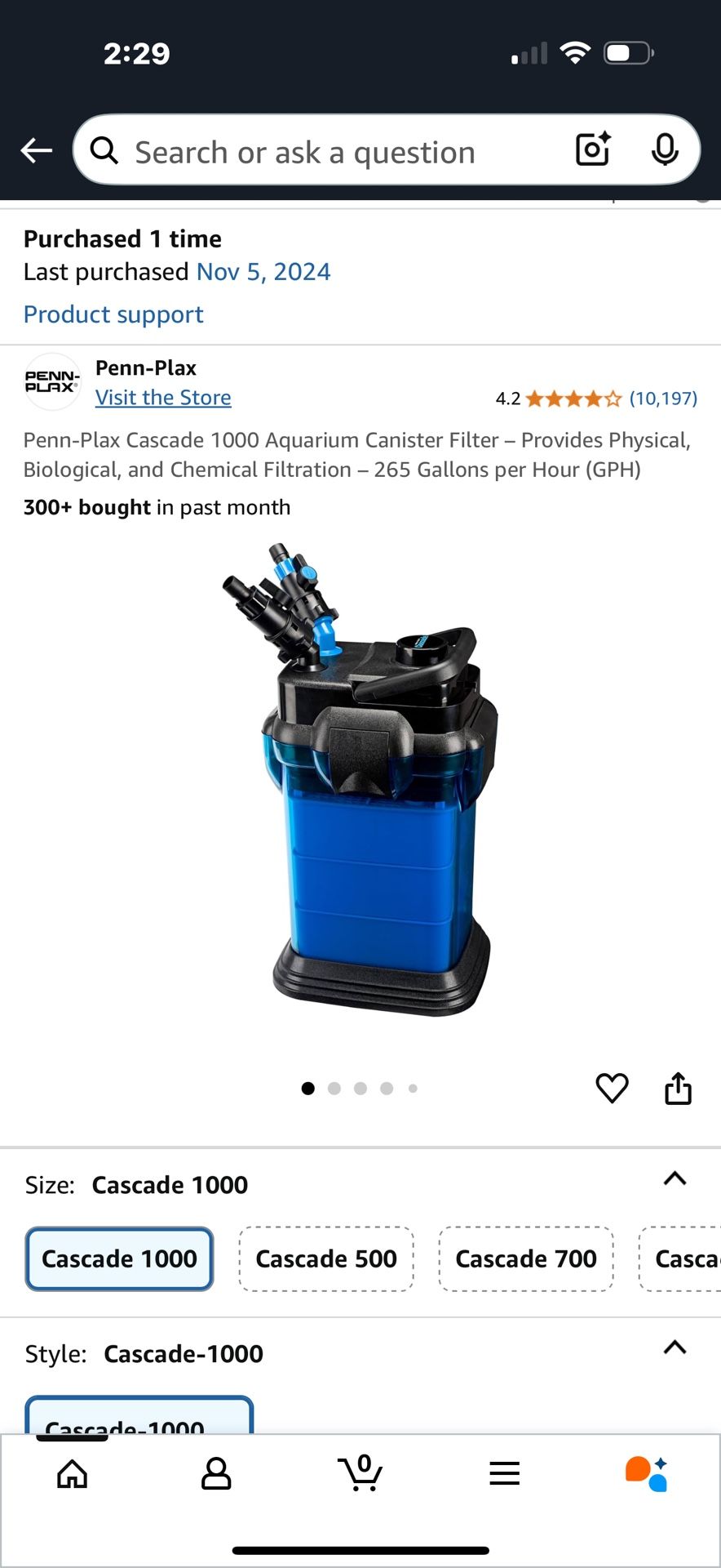 Cascade 1000 Canister Filter For Fish Or Turtle Tank