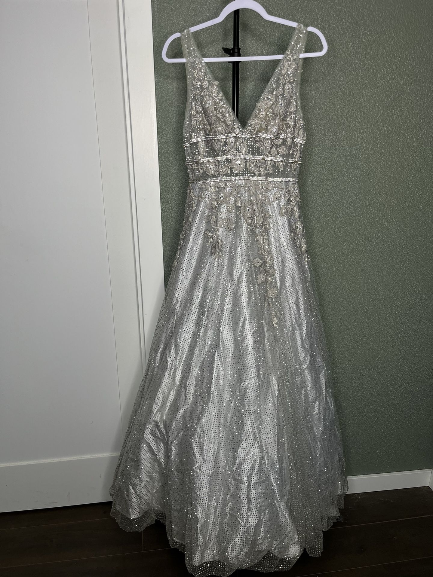 Beaded Lace Glitter Tulle Dress SZ 4