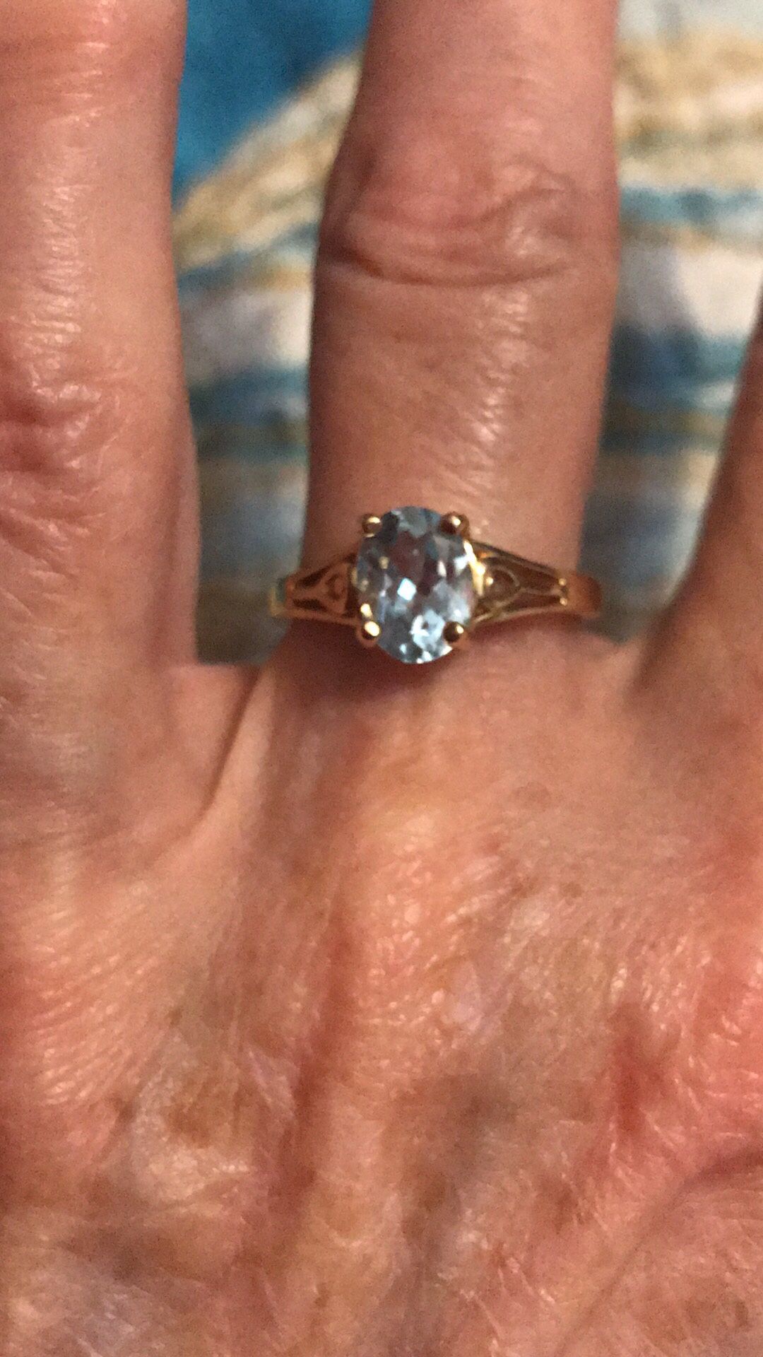 14k Aquamarine ring can be sized