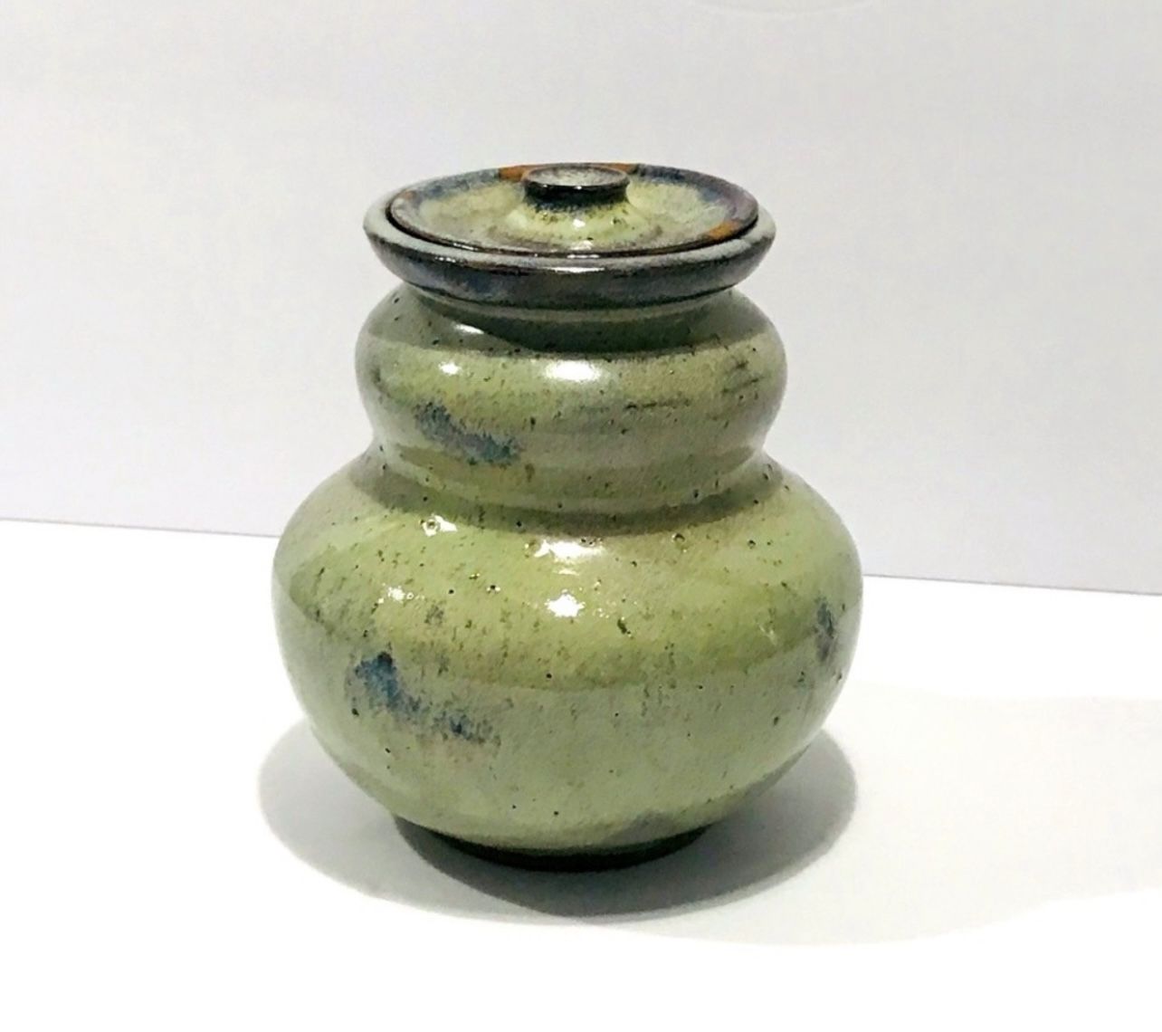 Hillary Pottery Handmade Artist Signed Medium Lidded Jar 5.5” Tall