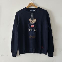 Navy Polo Ralph Lauren Bear Design Sweater U.S Size Medium