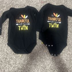 Twins Thanksgiving Bodysuit For Baby Twins 