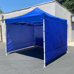 New in Box $129 Heavy-Duty White Popup Canopy 10x10ft with (3 Sidewall) Outdoor Gazebo, Carry Bag