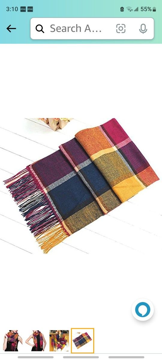 Wander Agio Women's Fashion Long Shawl Big Grid Winter Warm Lattice Large Scarf