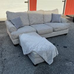 Delivery Available - Grey Ashley Furniture Couch & Matching Ottoman