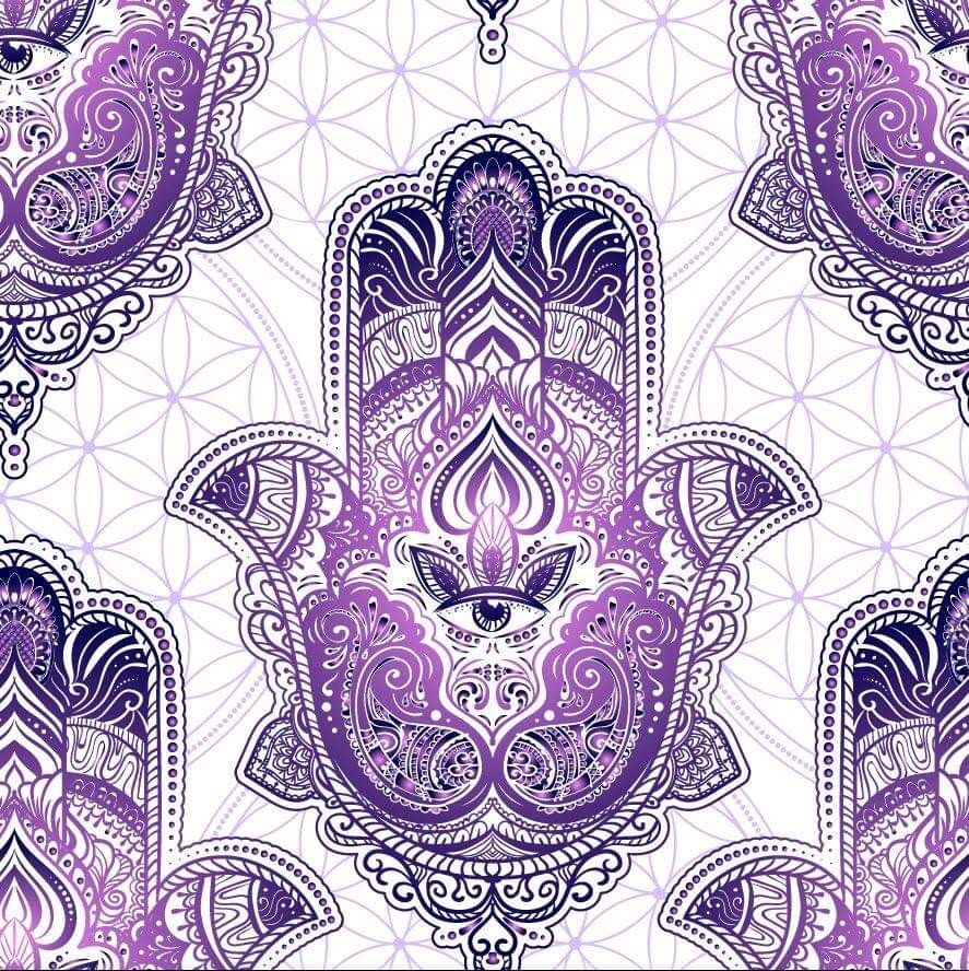 Purple and White Hamsa Tapestry
