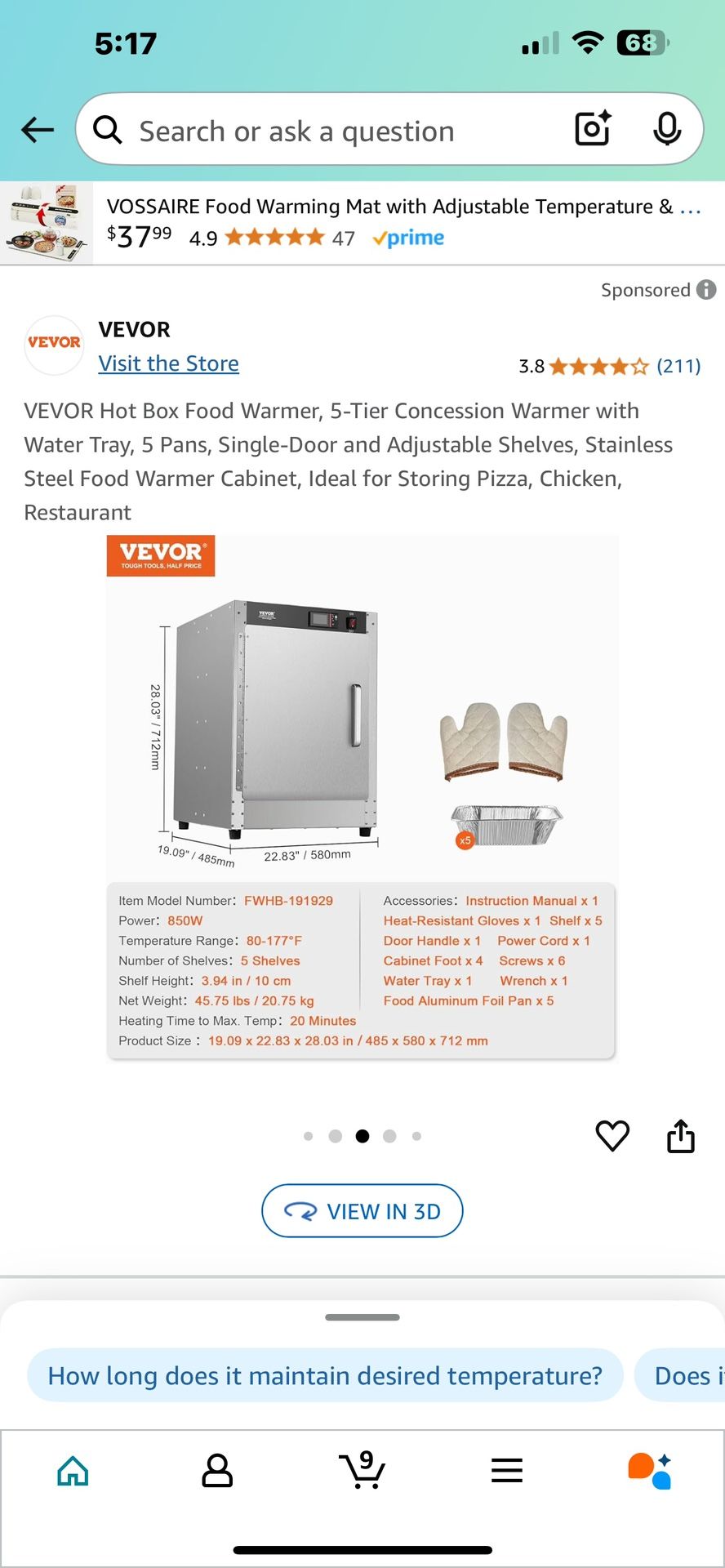 Brand New 5 Tier Hot Box