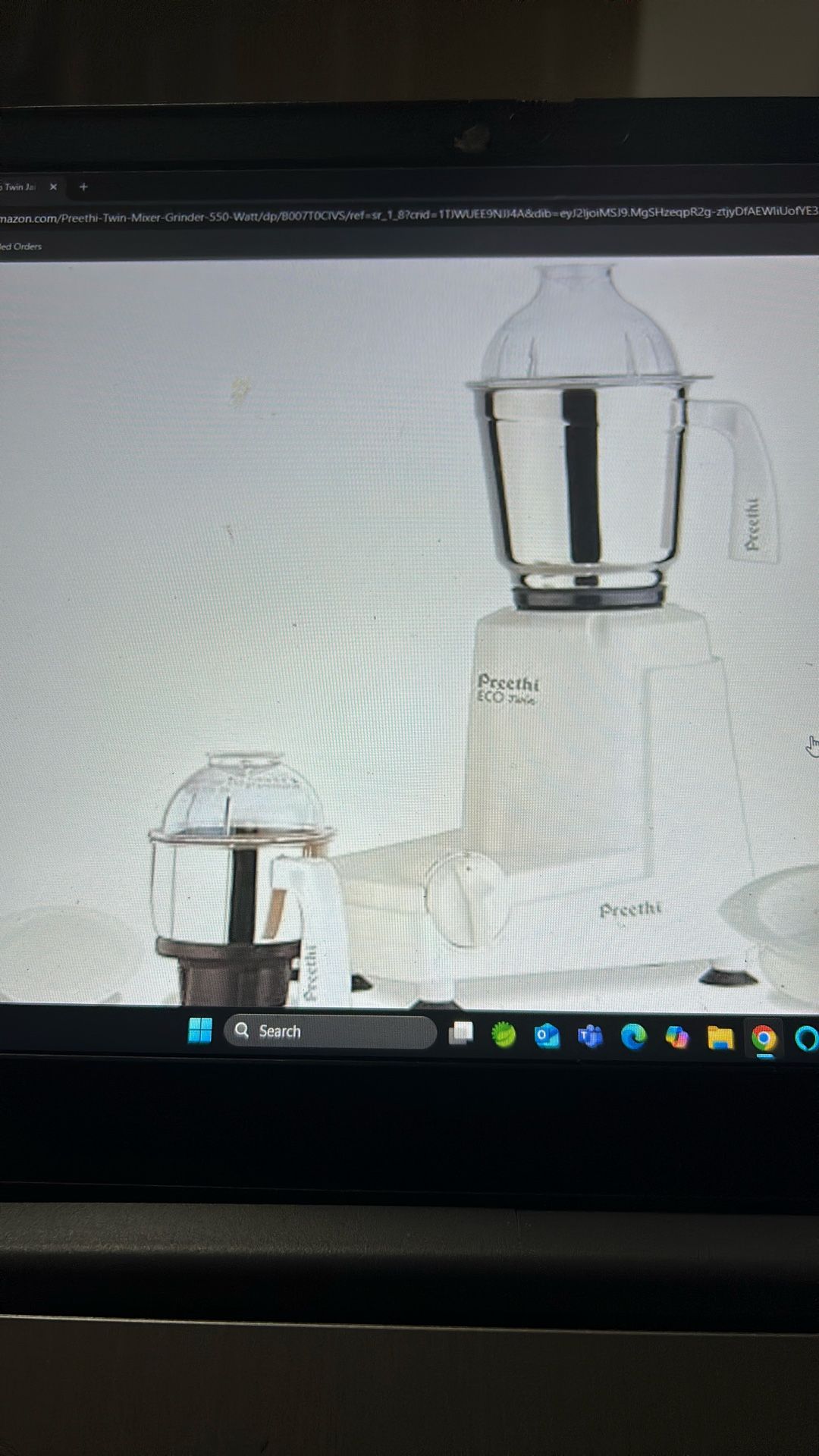 Preethi Eco Twin Jar Mixer Grinder With 2 Jars - Small and Large