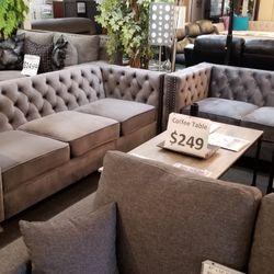 Brand New Tufted Linen Modern Sofa + Loveseat 2PCs Set