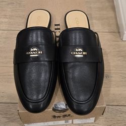 Brand New Coach Black Samie Leather Slide on Mule Women's Shoes  Size 7