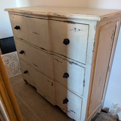 Vintage Distressed Cream White Dresser with Deep Drawers - Guild Master