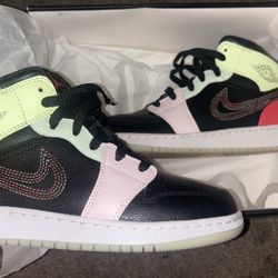 Nike Air Jordan 1 Mid Glow In The Dark Multicolor Sneakers