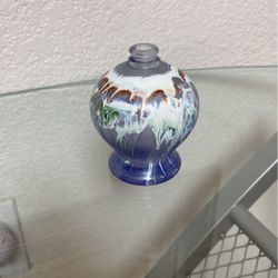 Purple Multi-color Art Glass Swirl Vase
