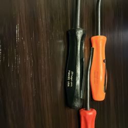 Snap on Tools USA NEW ORANGE/BLACK/RED 5" Length Angle Tip Mini Pocket Pry Bars