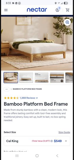 Bed frame Cal King Nectar Bamboo platform