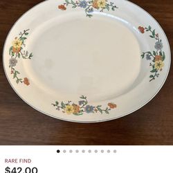Vintage Leigh Potter’s Umbertone Floral Platter USA, Easter Serveware