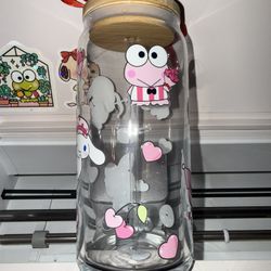 Sanrio Hello Kitty Valentines Day 20oz Glass Can Cup♥️