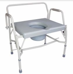 Drop Arm Portable Toilet Commode, Extra-Wide Seat, 500 Pound Weight Capacity,