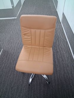 Tan Leather Office Chair with Chrome Base
