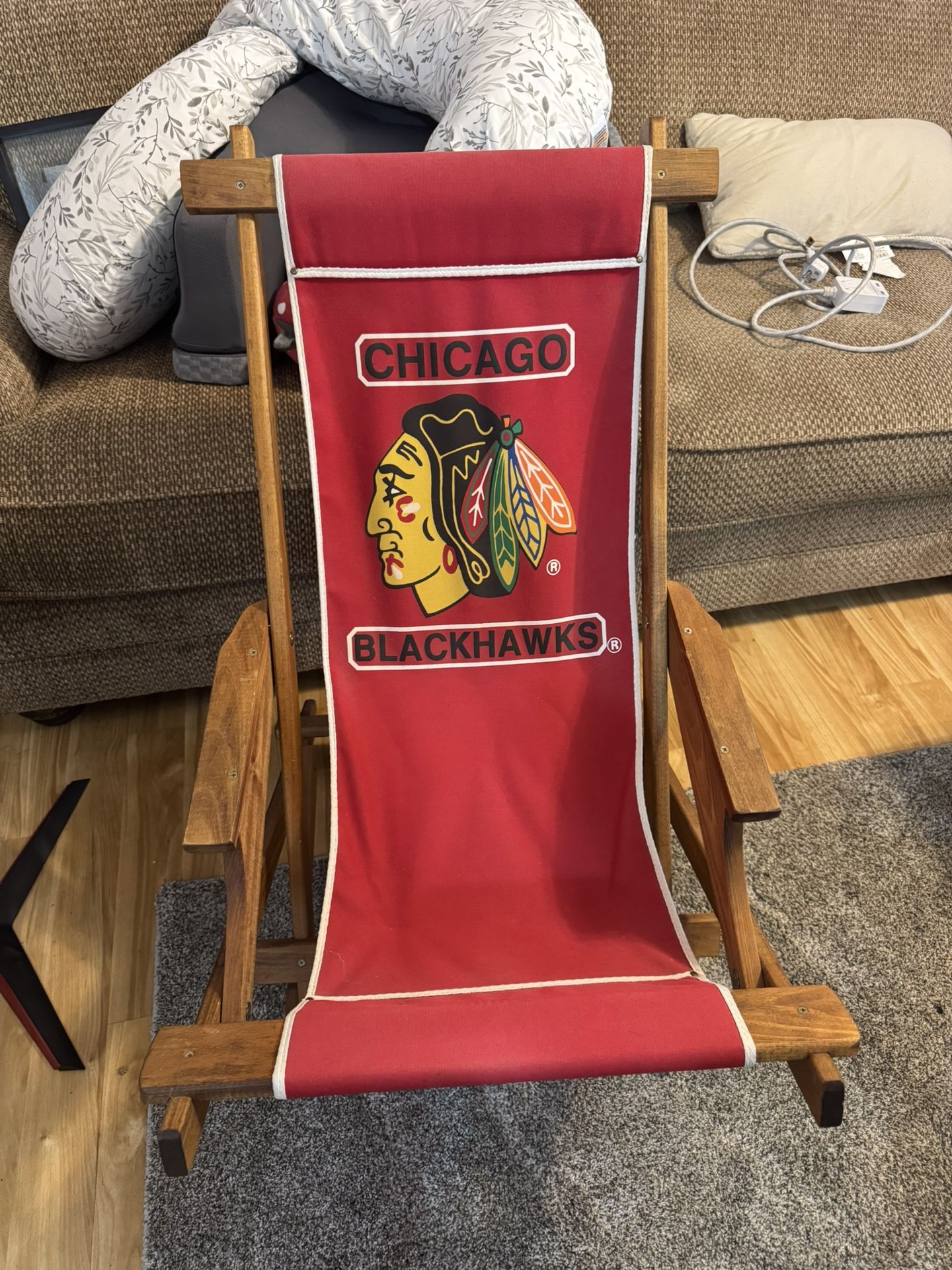Vintage Chicago Black Hawks Rocking Chair