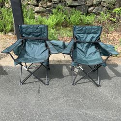 Camping Chairs Foldable Outdoor Portable Green Lot of 2