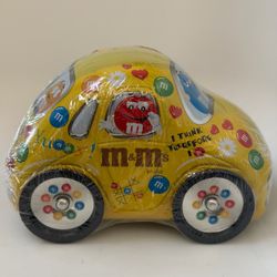 M&M’s Yellow Car Collectible Tin w/ 5 Fun Packs Sealed Darlington Mars Vintage