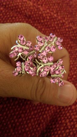 Set of 10 PINK BUTTERFLY HAIRPINS