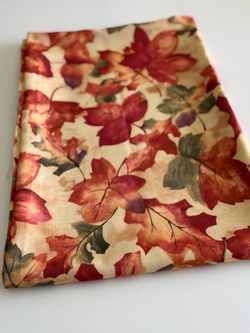 60” x 84” Fall Harvest Leaves Fabric Tablecloth – Like New