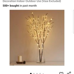 Lighted Brown Branches Battery Operated with Timer 30IN 100 LED Fairy Lights, Willow Branch Lights for Home Bedroom Fireplace Christmas Holiday Decora